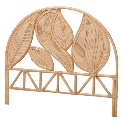 bali & pari Lifen Natural Rattan Standalone Headboard - Handcrafted Panel Headboard with Leaf Motif, King